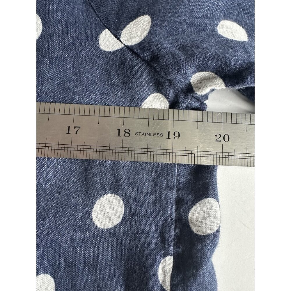 Anthropologie Maeve Women Button Down Shirt Top Surf Linen Navy Dot XS Casual - Picture 7 of 10
